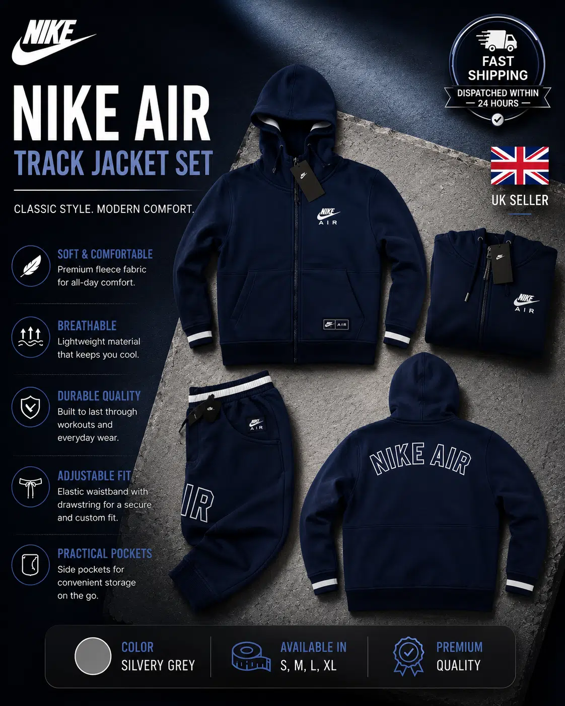 Nike Air Hooded Track Top Navy Nike Air Hooded Track Top Navy