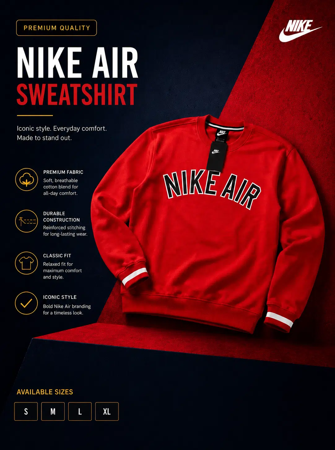 Nike Air Track Top Crew Neck Red Nike Air Track Top Crew Neck Red
