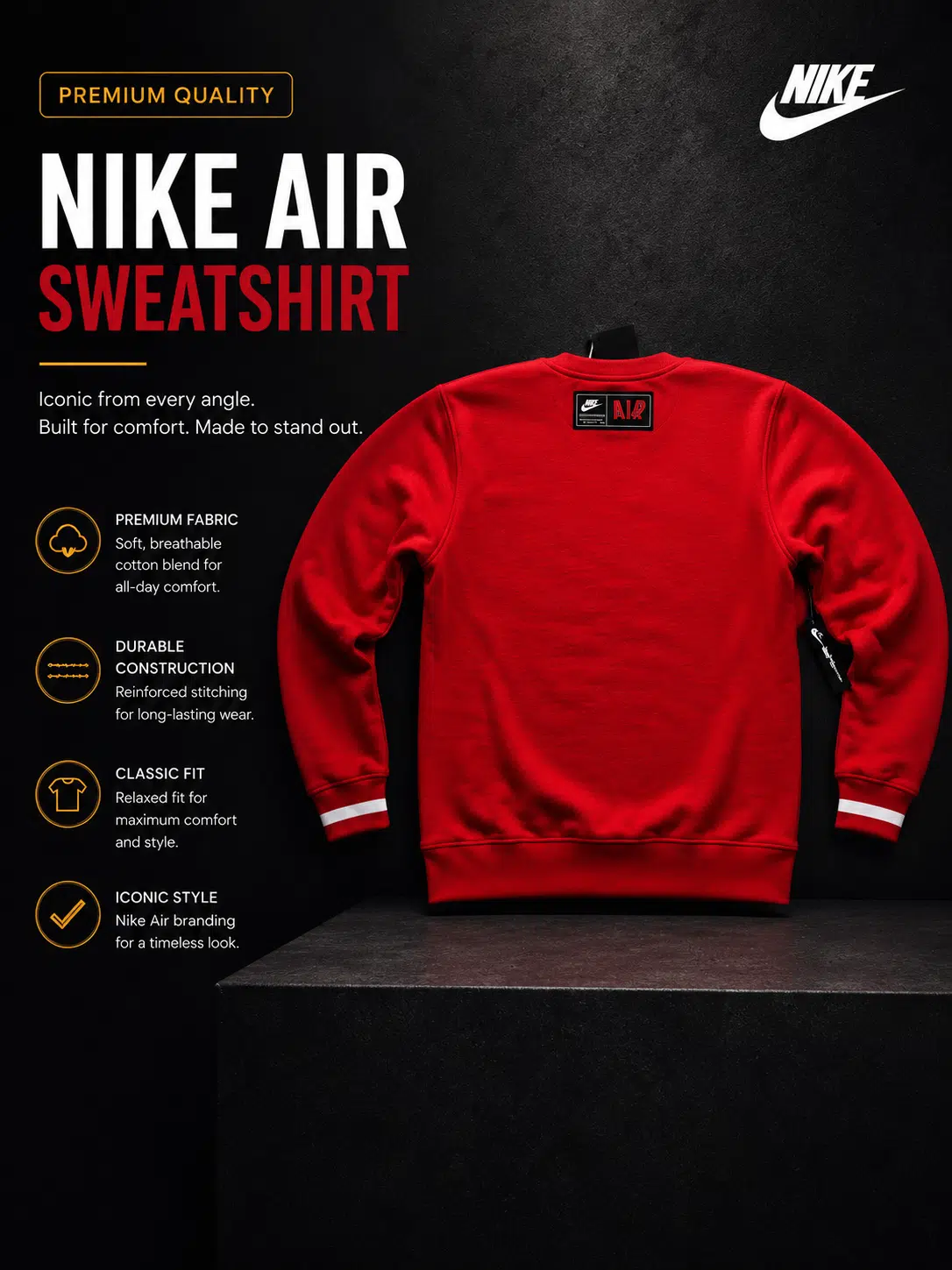 Nike Air Track Top Crew Neck Red Nike Air Track Top Crew Neck Red