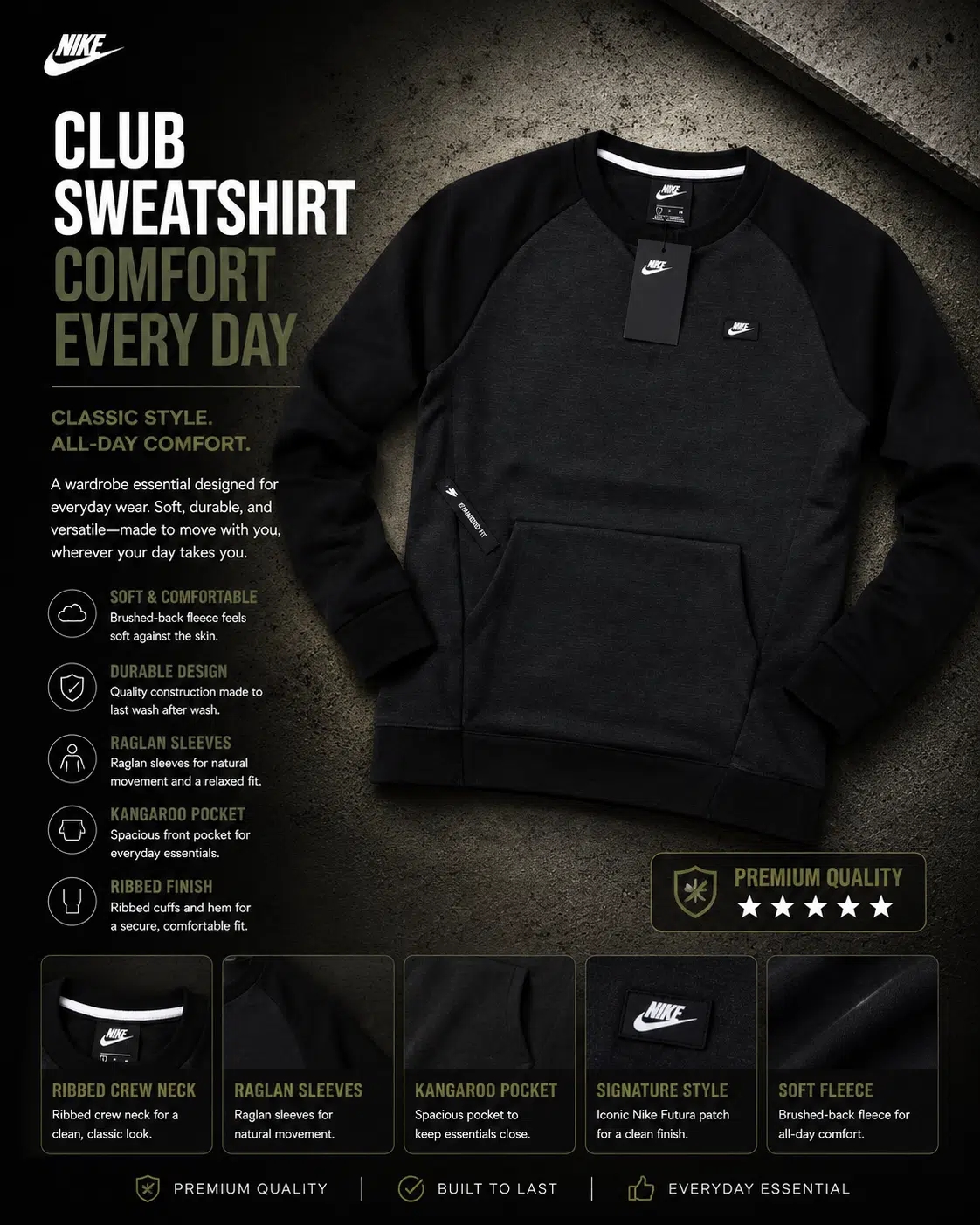 Nike Optic Crew Neck Track Top Sweater Black Nike Optic Crew Neck Track Top Sweater Black