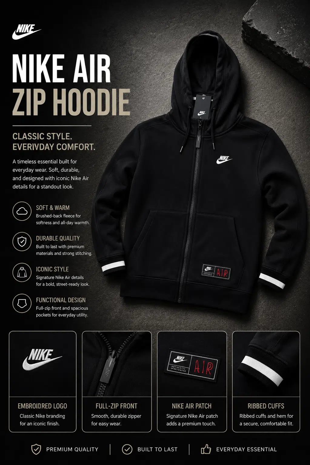 Nike Air Hooded Track Top Black Nike Air Hooded Track Top Black
