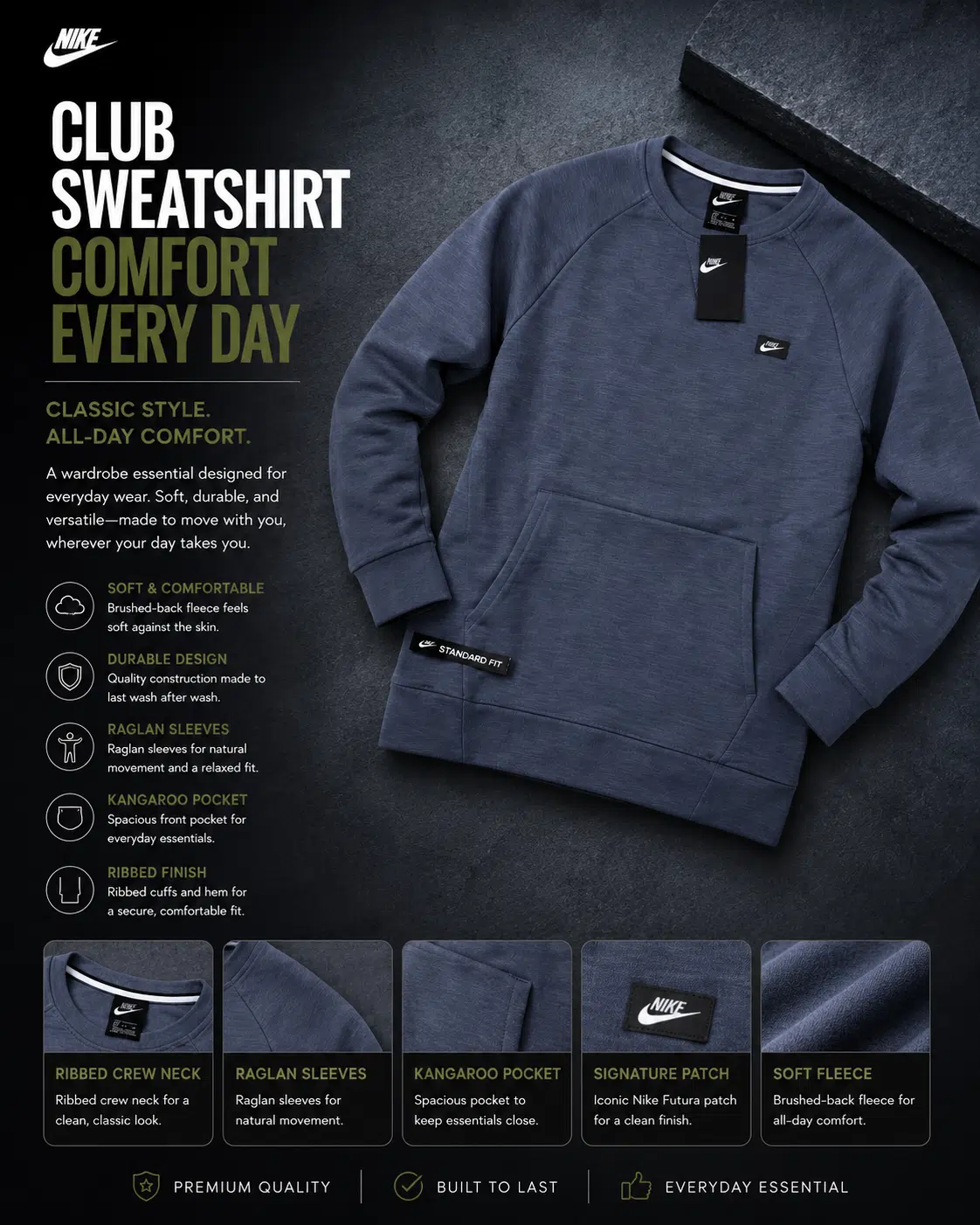 Nike Optic Crew Neck Track Top Sweater Grey Nike Optic Crew Neck Track Top Sweater Grey