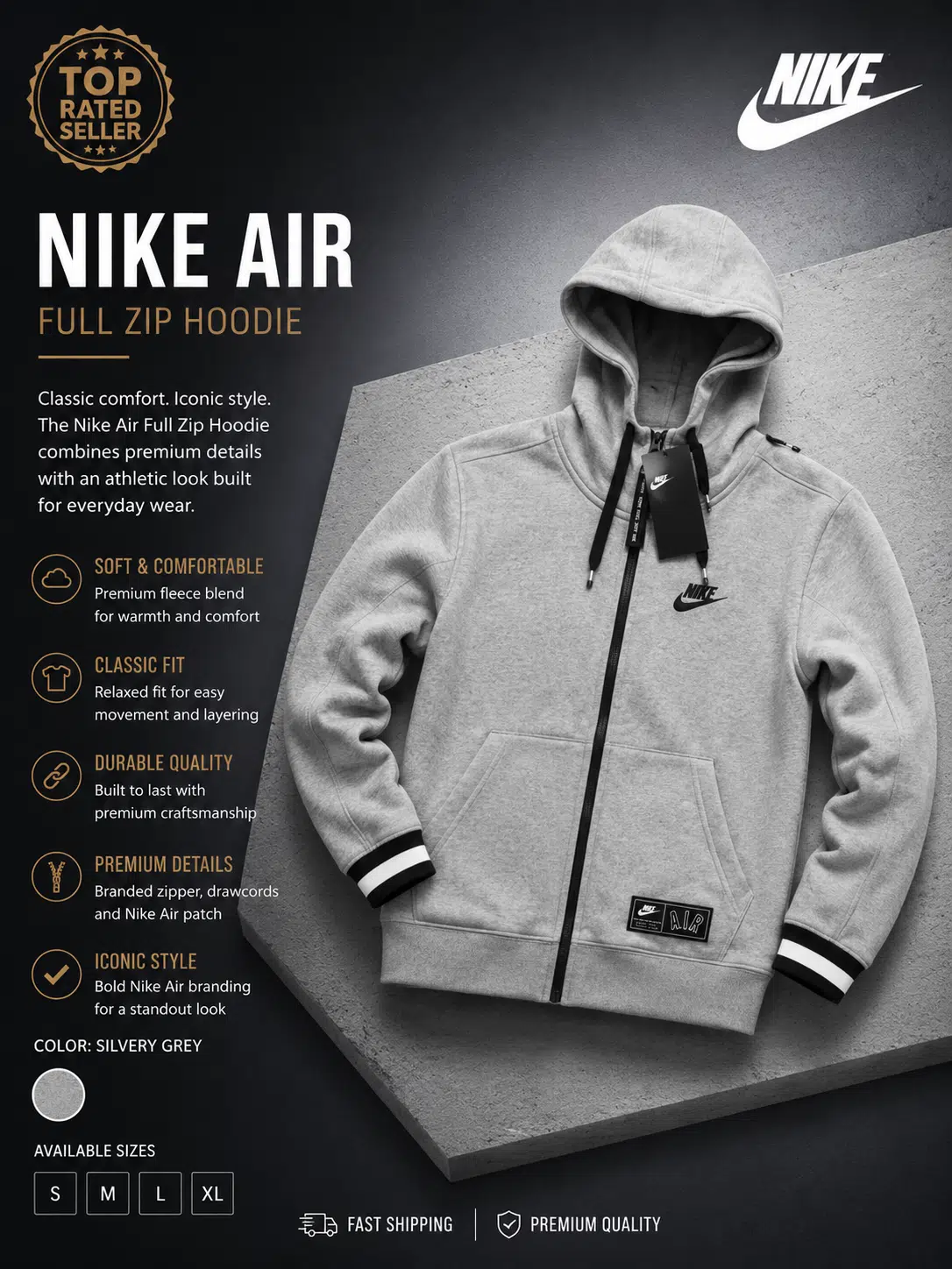 Nike Air Hooded Track Top Grey Nike Air Hooded Track Top Grey