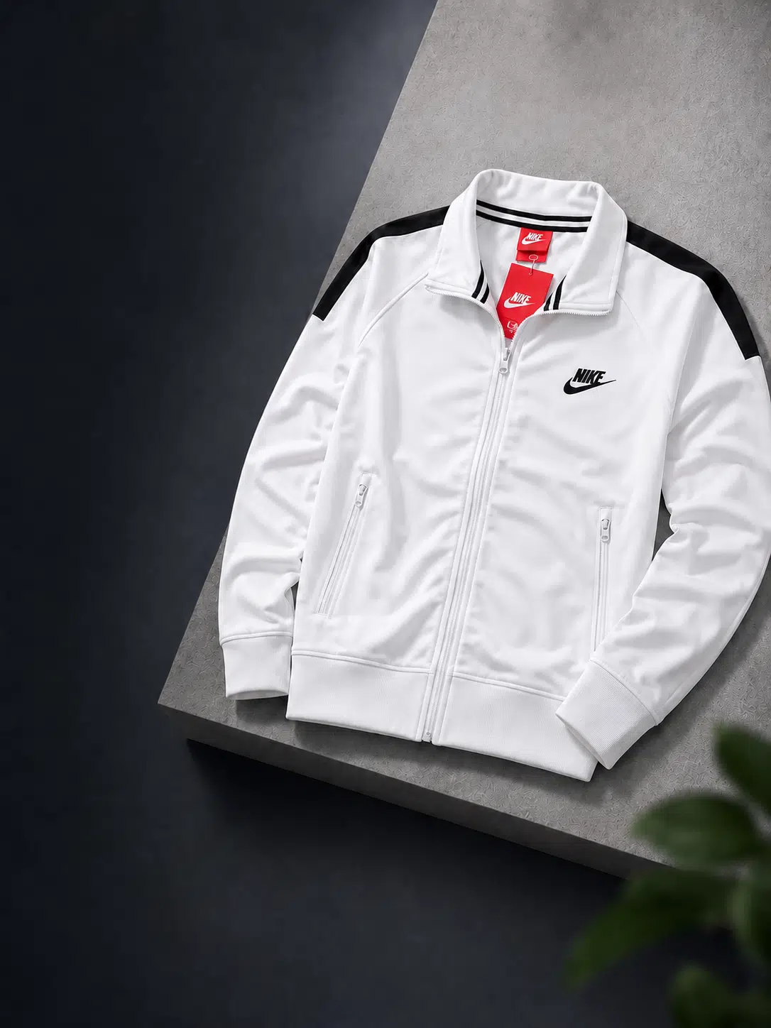 Nike Zip-Up Track Top White Nike Zip-Up Track Top White