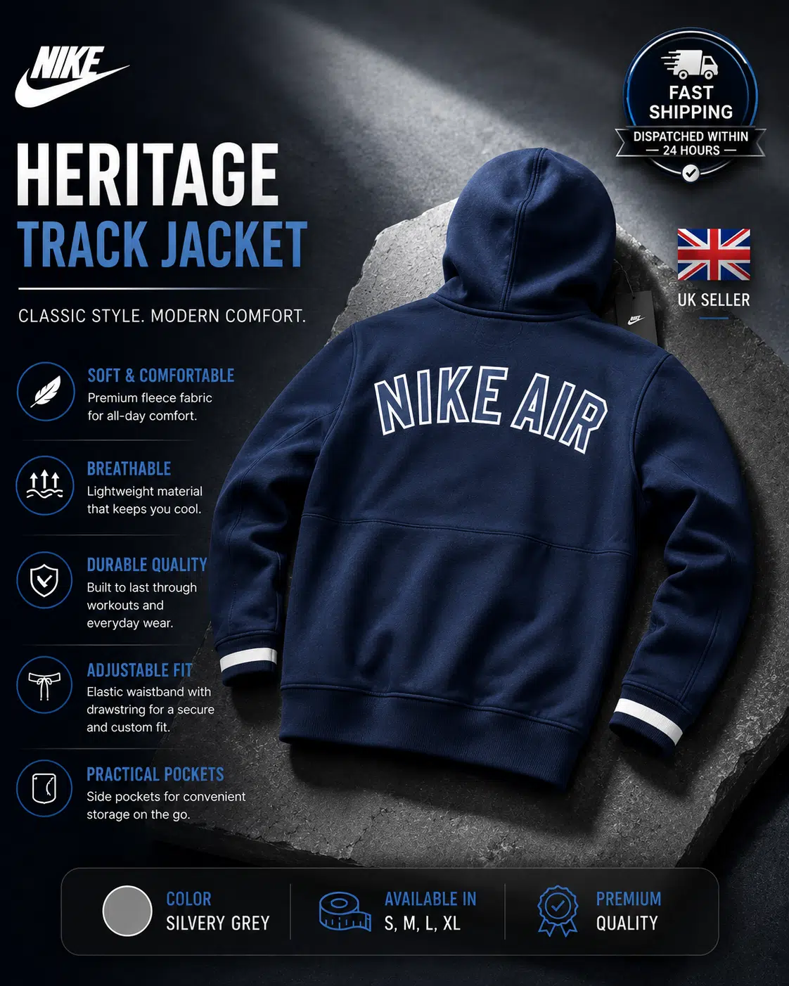 Nike Air Hooded Track Top Navy Nike Air Hooded Track Top Navy