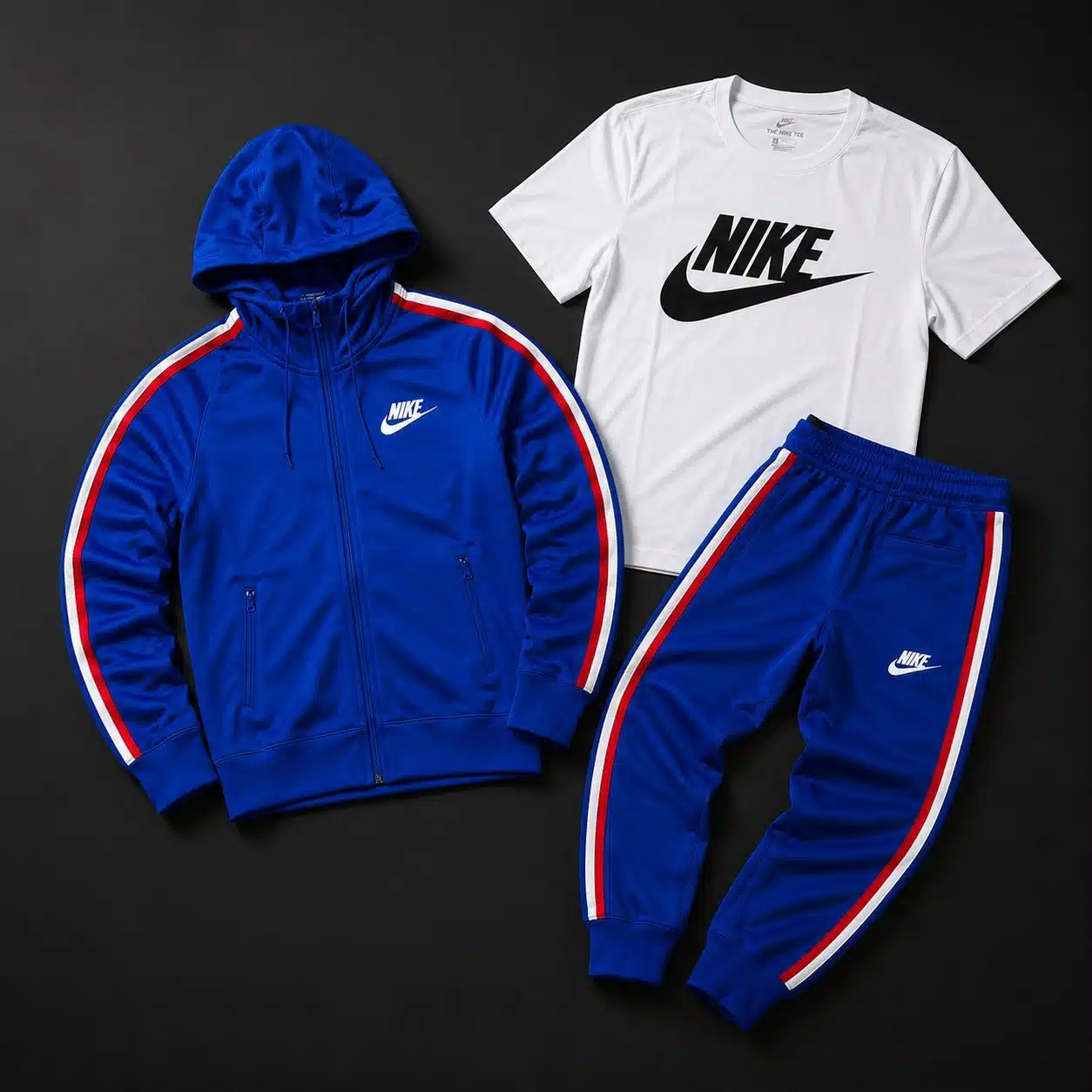 Nike Royal Blue Tracksuit Red White Stripes Nike Royal Blue Tracksuit Red White Stripes