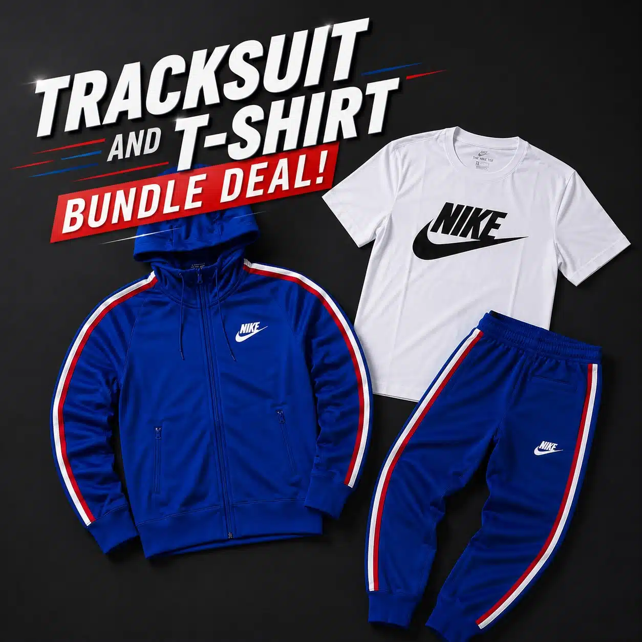 Nike Royal Blue Tracksuit Red White Stripes Nike Royal Blue Tracksuit Red White Stripes