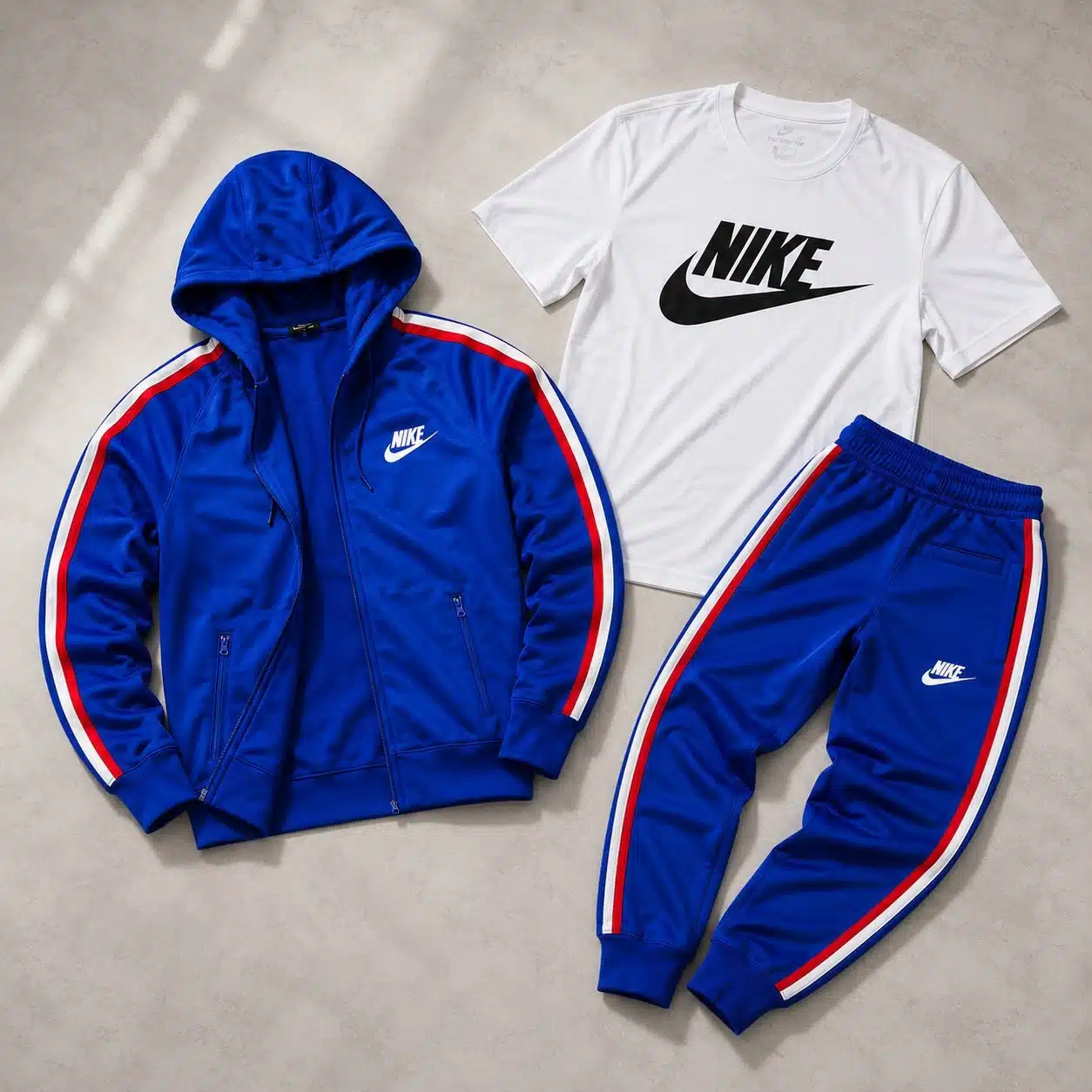Nike Royal Blue Tracksuit Red White Stripes Nike Royal Blue Tracksuit Red White Stripes