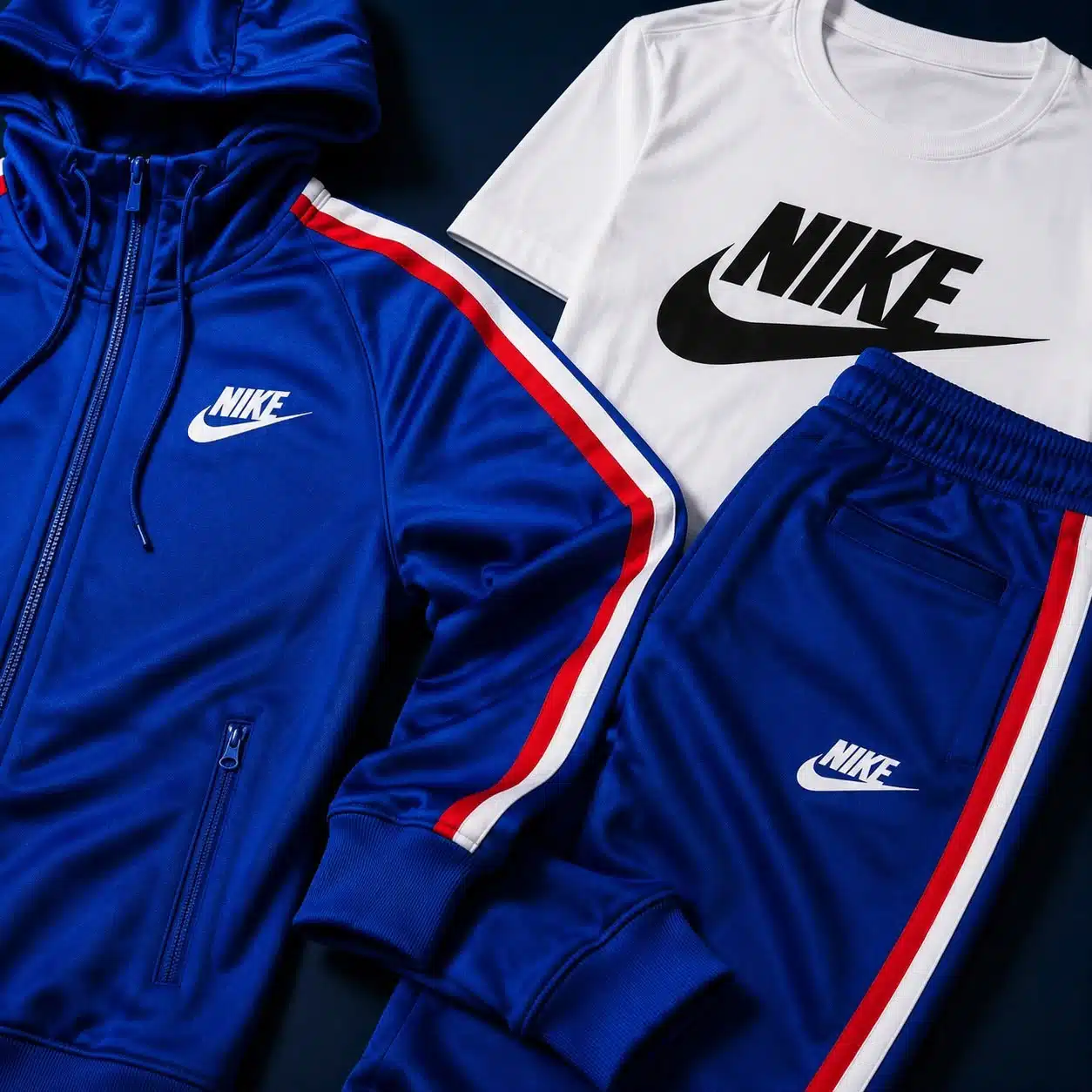 Nike Royal Blue Tracksuit Red White Stripes Nike Royal Blue Tracksuit Red White Stripes