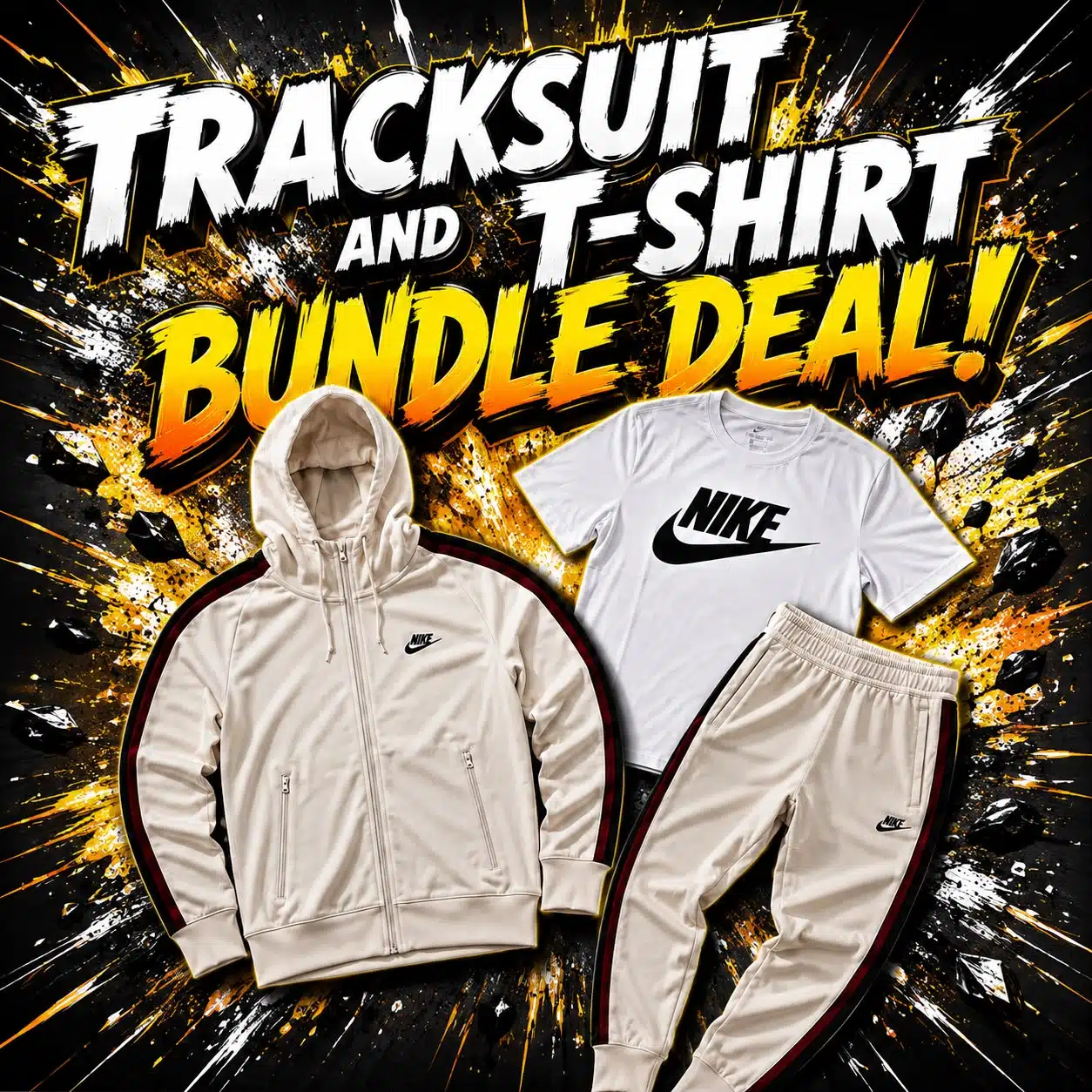 Nike Cream Tracksuit Black Stripe Nike Cream Tracksuit Black Stripe