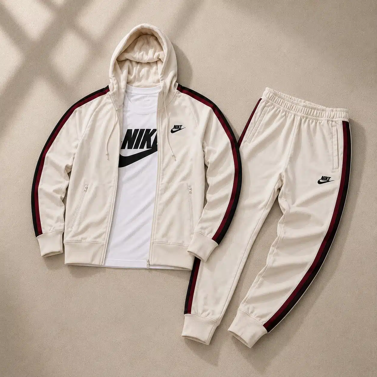 Nike Cream Tracksuit Black Stripe Nike Cream Tracksuit Black Stripe