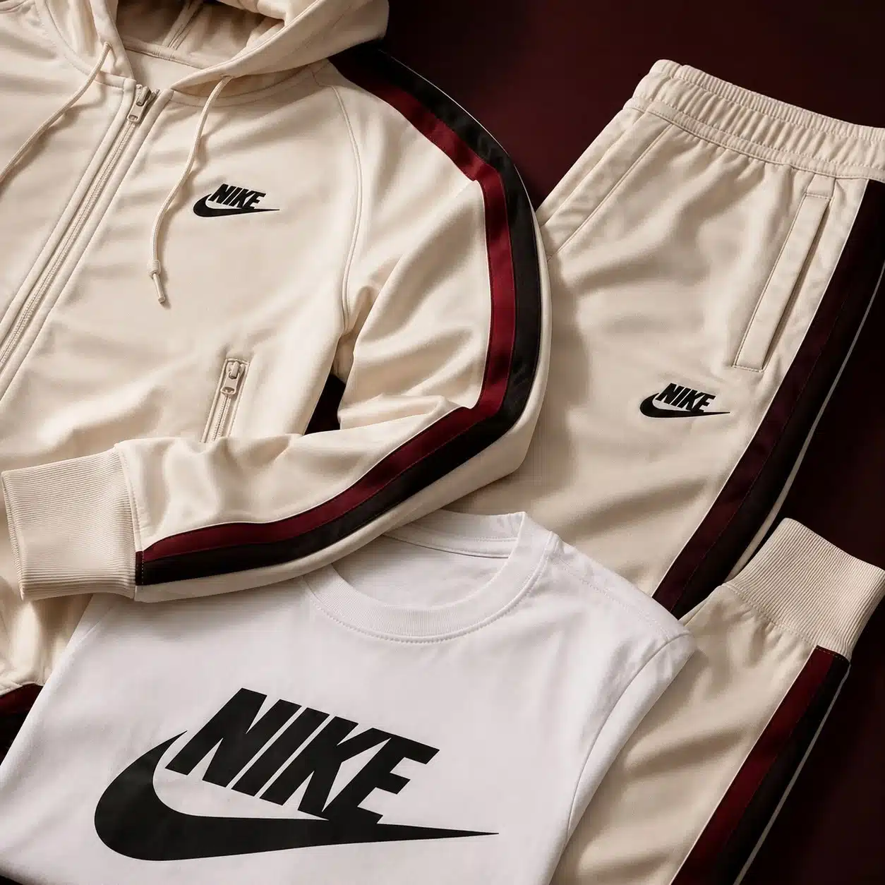 Nike Cream Tracksuit Black Stripe Nike Cream Tracksuit Black Stripe