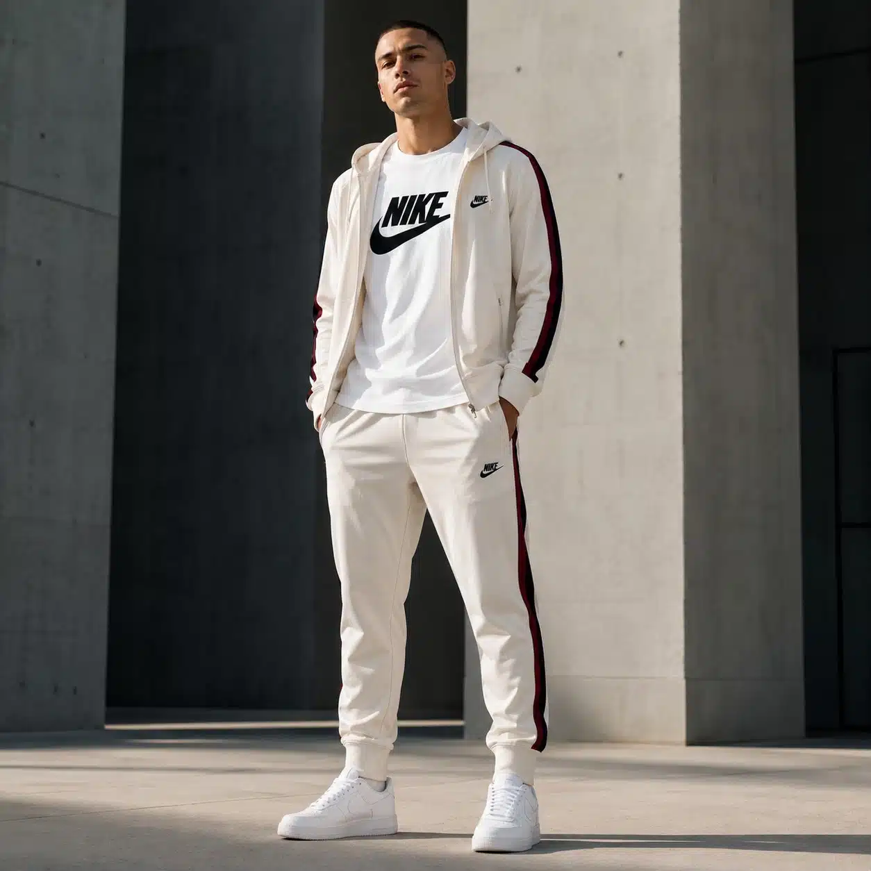 Nike Cream Tracksuit Black Stripe Nike Cream Tracksuit Black Stripe