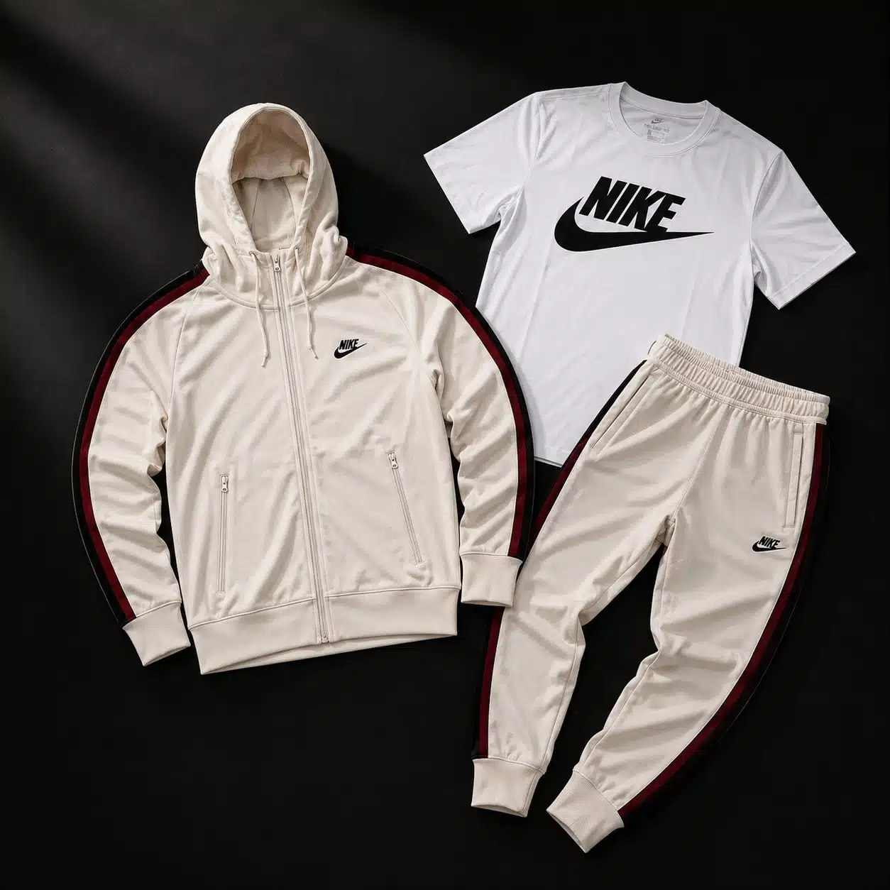 Nike Cream Tracksuit Black Stripe Nike Cream Tracksuit Black Stripe