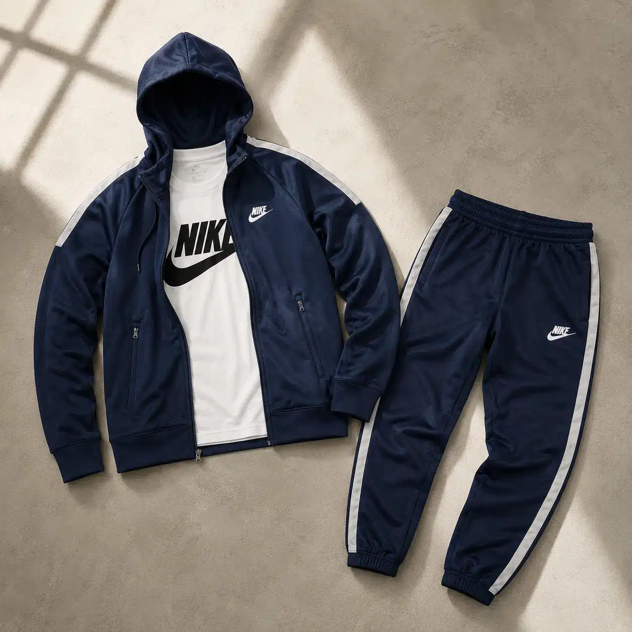 Nike Navy Grey Stripe Tracksuit Nike Navy Grey Stripe Tracksuit