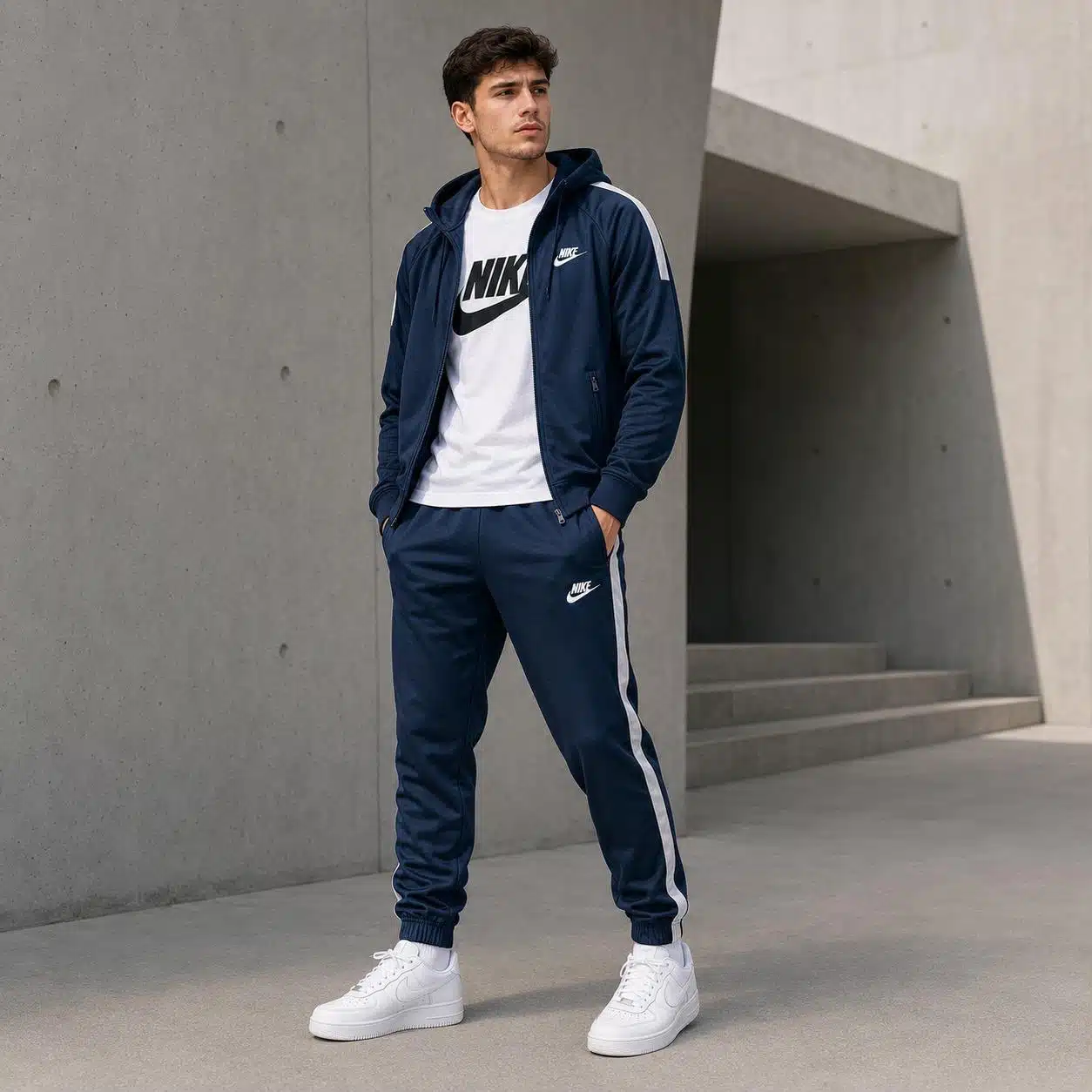 Nike Navy Grey Stripe Tracksuit Nike Navy Grey Stripe Tracksuit