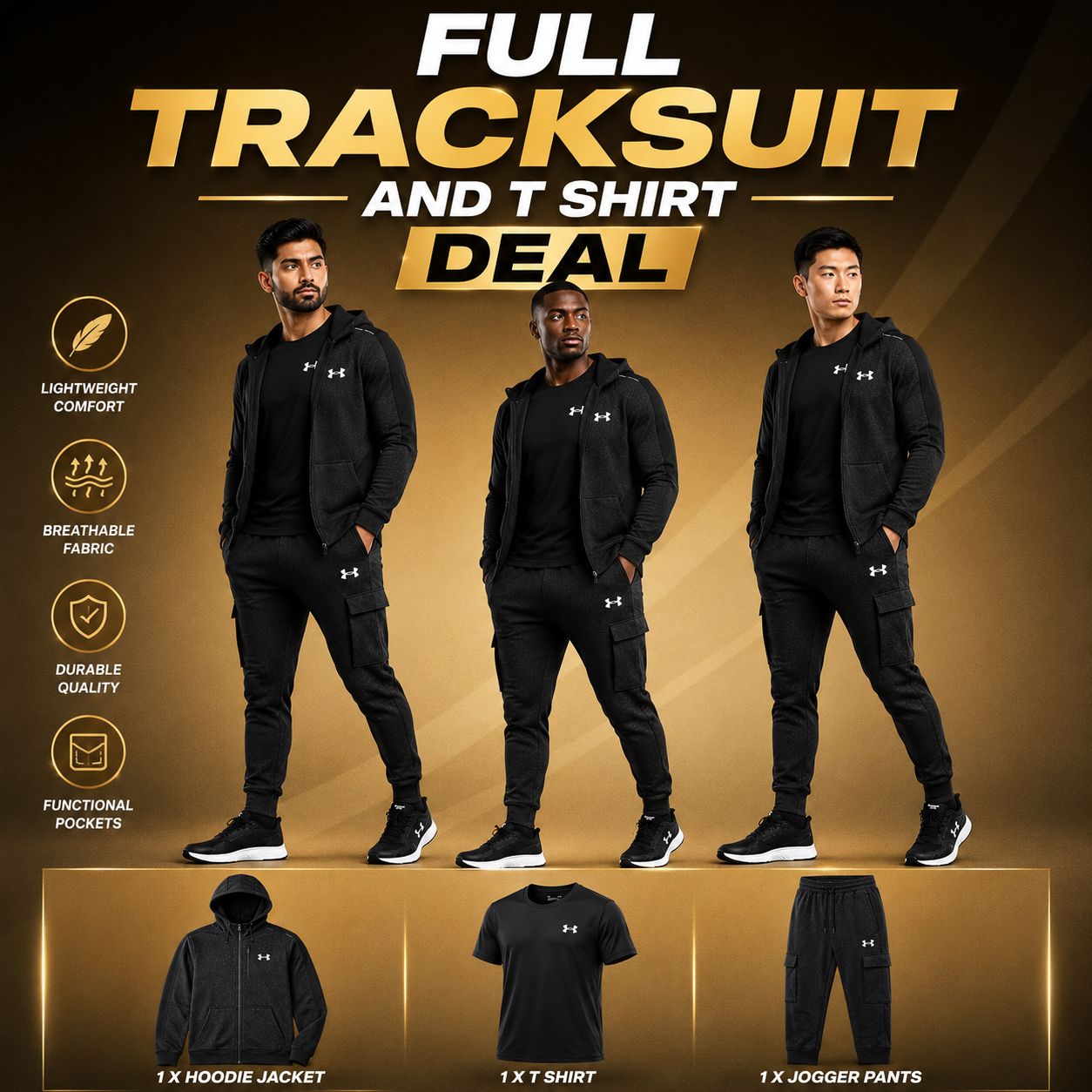 Under Armour Men’s Full Zip Tracksuit With T-shirt Under Armour Men’s Full Zip Tracksuit With T-shirt
