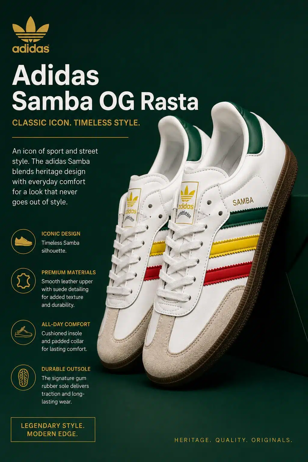 Adidas Samba OG Rasta kids Trainers Adidas Samba OG Rasta kids Trainers
