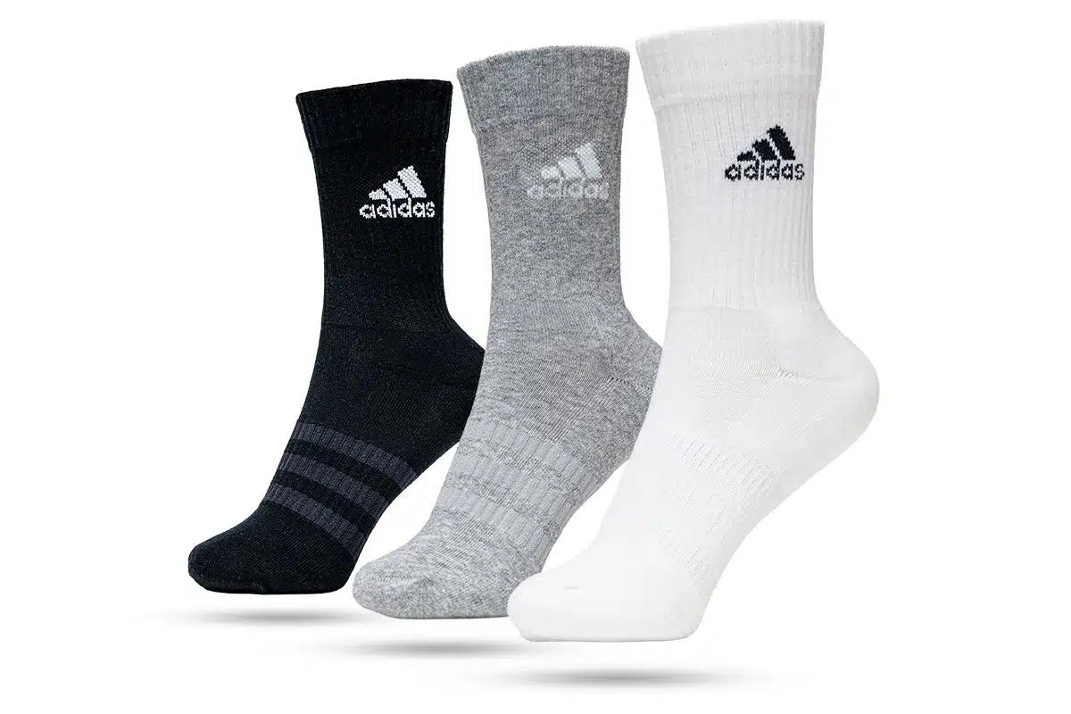 Adidas Performance Cushioned Crew Socks – White, Black, Grey Adidas Performance Cushioned Crew Socks – White, Black, Grey
