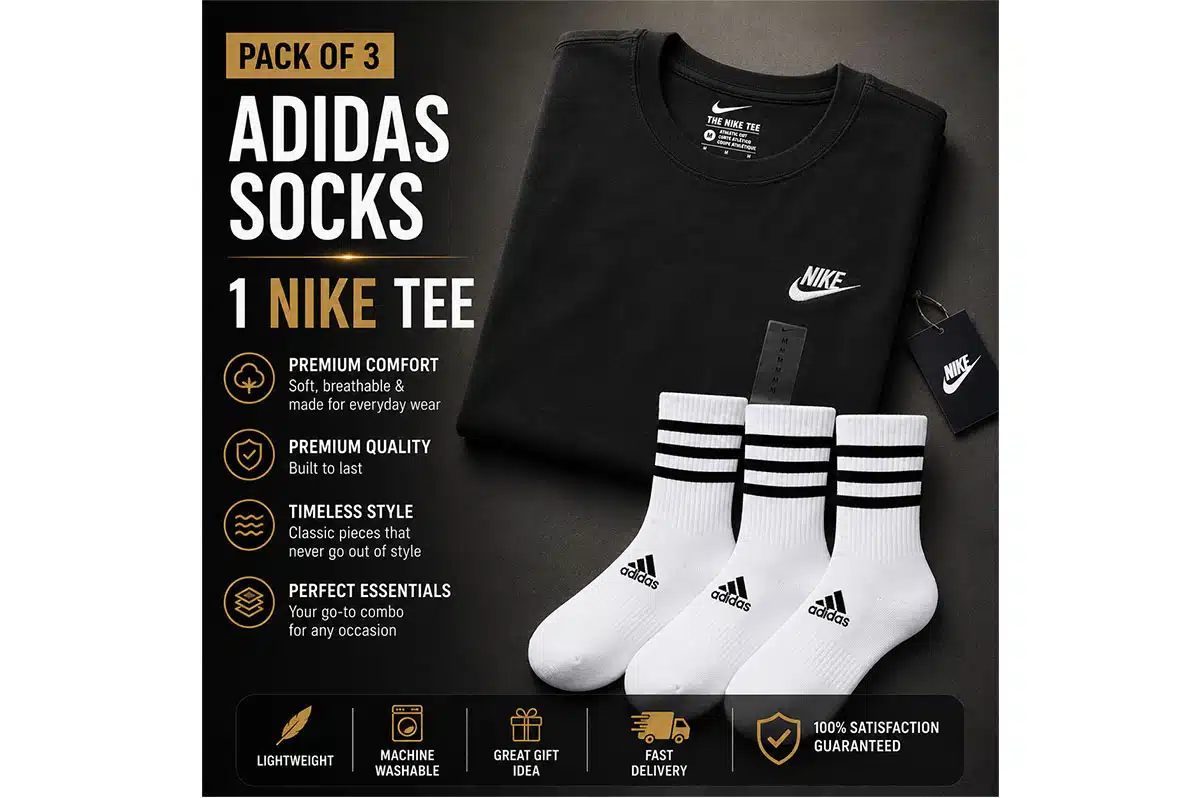 Adidas Socks & Nike T-Shirt Bundle Deal Adidas Socks & Nike T-Shirt Bundle Deal