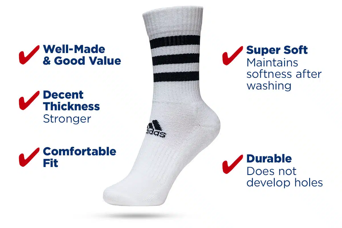 Adidas 3-Stripes Cushioned Crew Socks – White Adidas 3-Stripes Cushioned Crew Socks – White