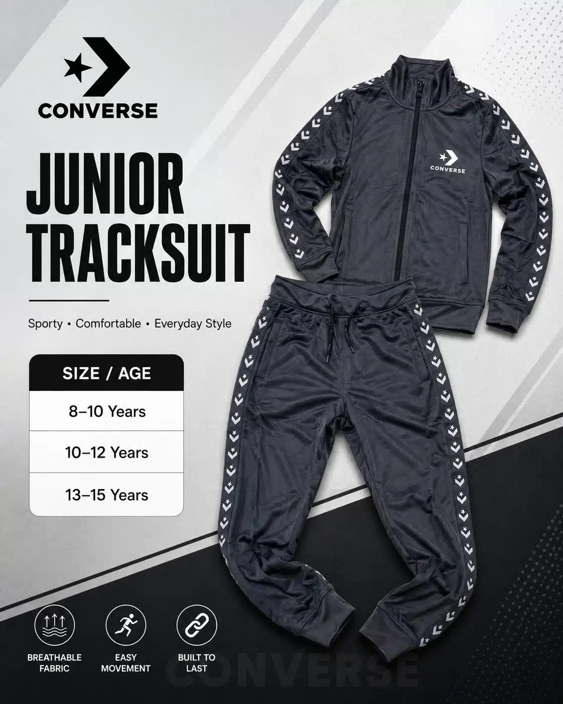 Converse Kids Tracksuit – Grey Converse Kids Tracksuit – Grey