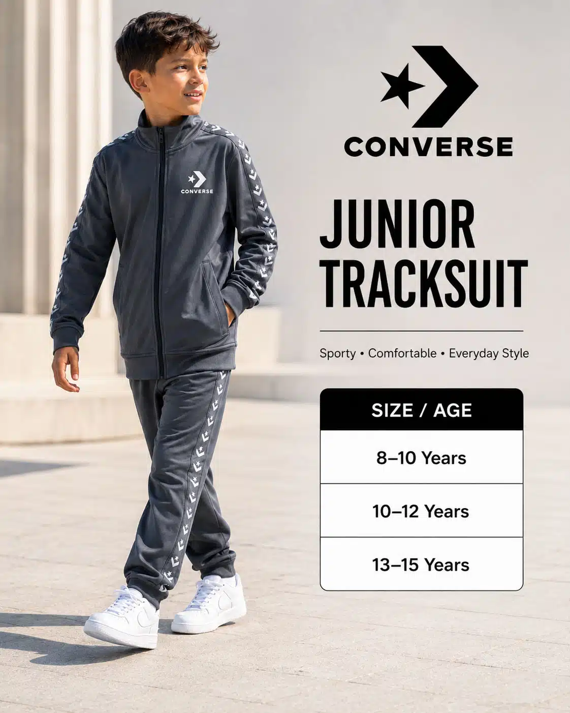 Converse Kids Tracksuit – Grey Converse Kids Tracksuit – Grey