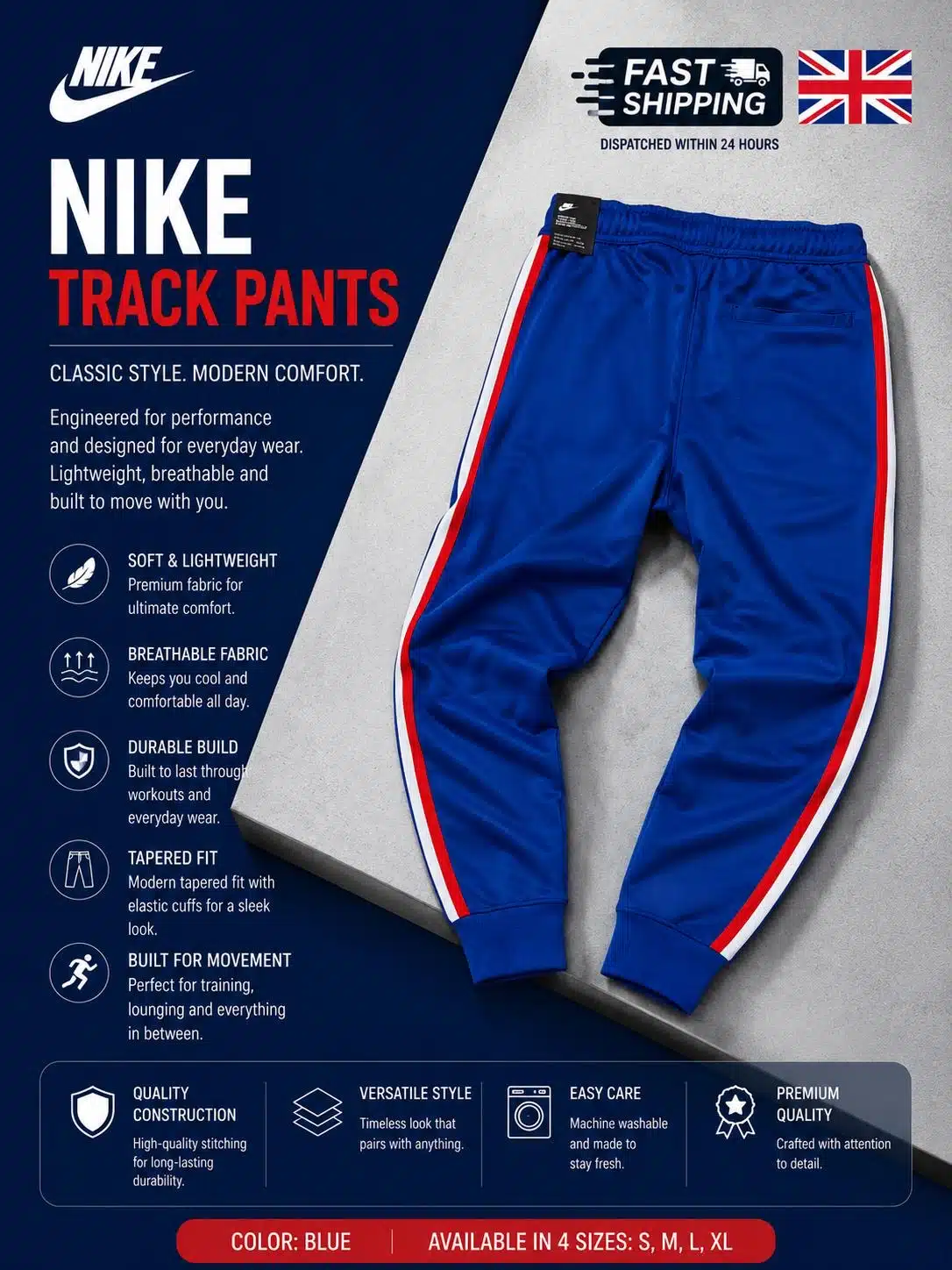 Nike Royal Blue Joggers Red White Stripes Nike Royal Blue Joggers Red White Stripes