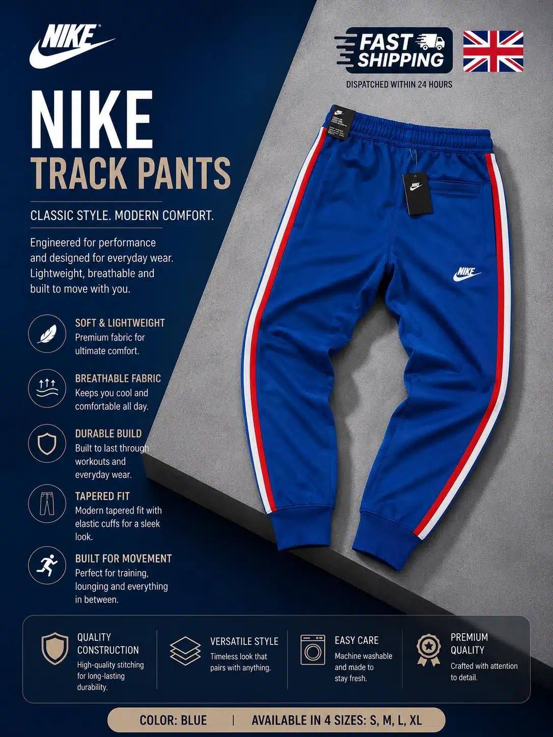 Nike Royal Blue Joggers Red White Stripes Nike Royal Blue Joggers Red White Stripes