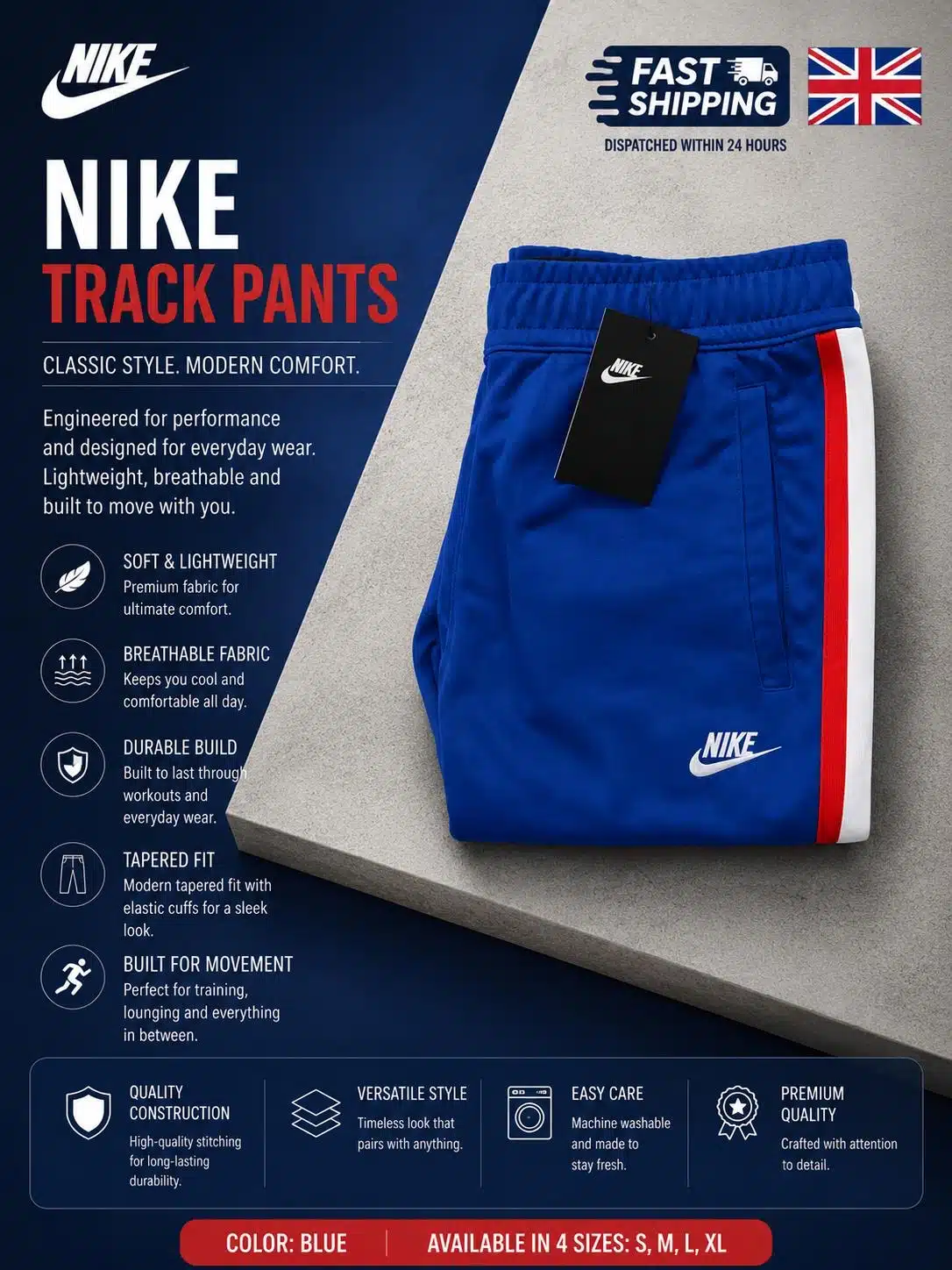Nike Royal Blue Joggers Red White Stripes Nike Royal Blue Joggers Red White Stripes