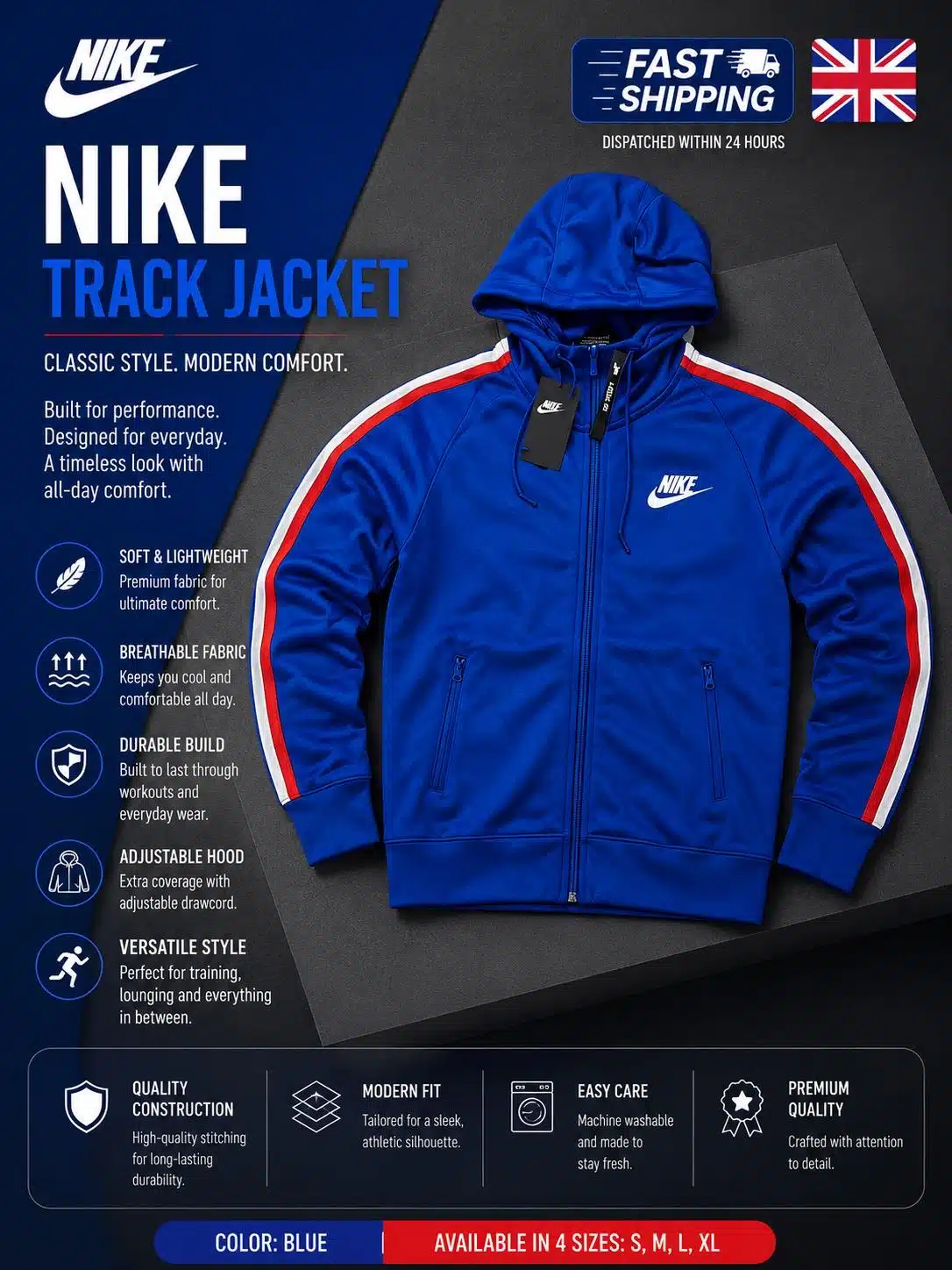 Nike Royal Blue Top Red White Stripes Nike Royal Blue Top Red White Stripes