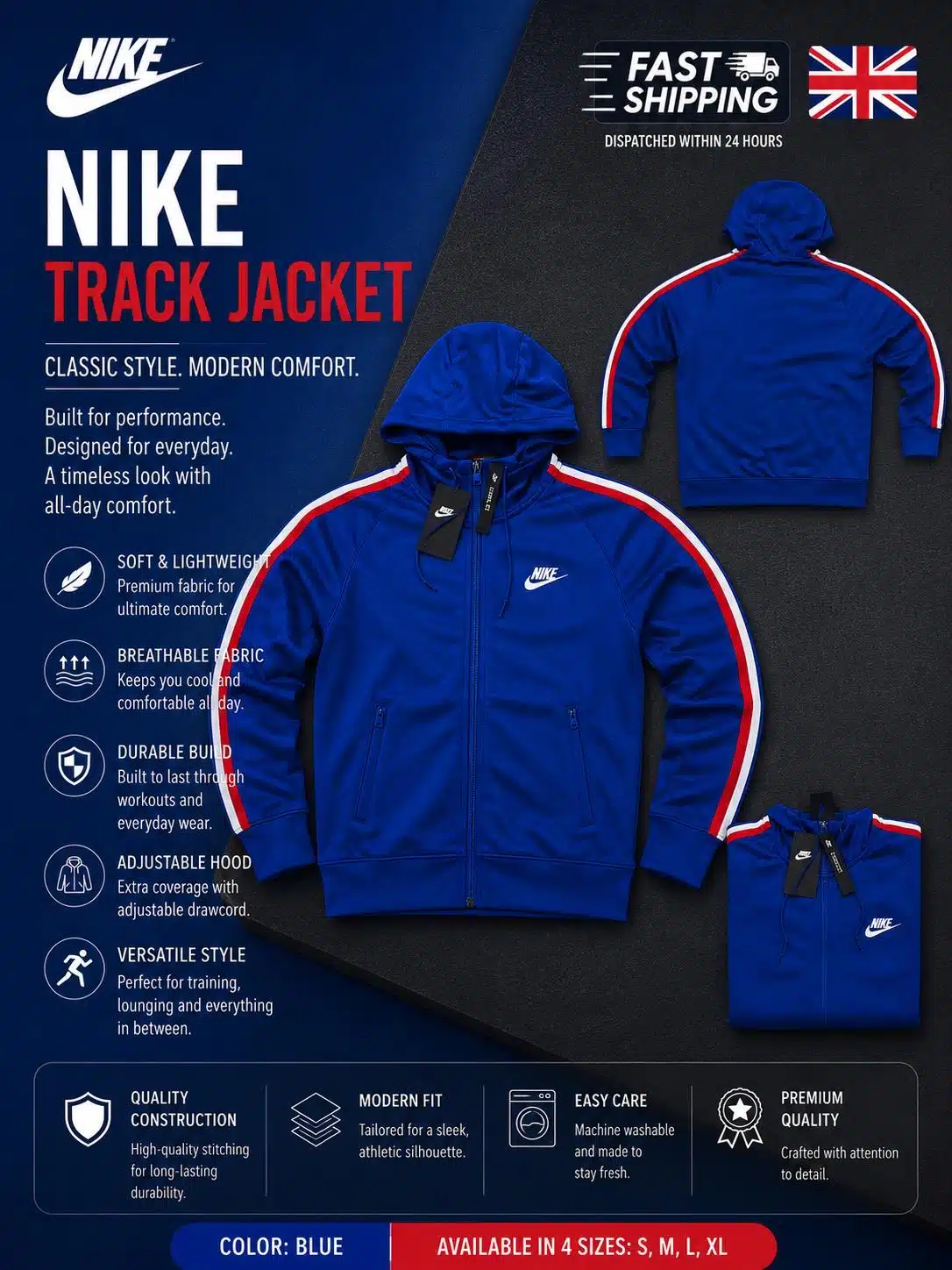 Nike Royal Blue Top Red White Stripes Nike Royal Blue Top Red White Stripes