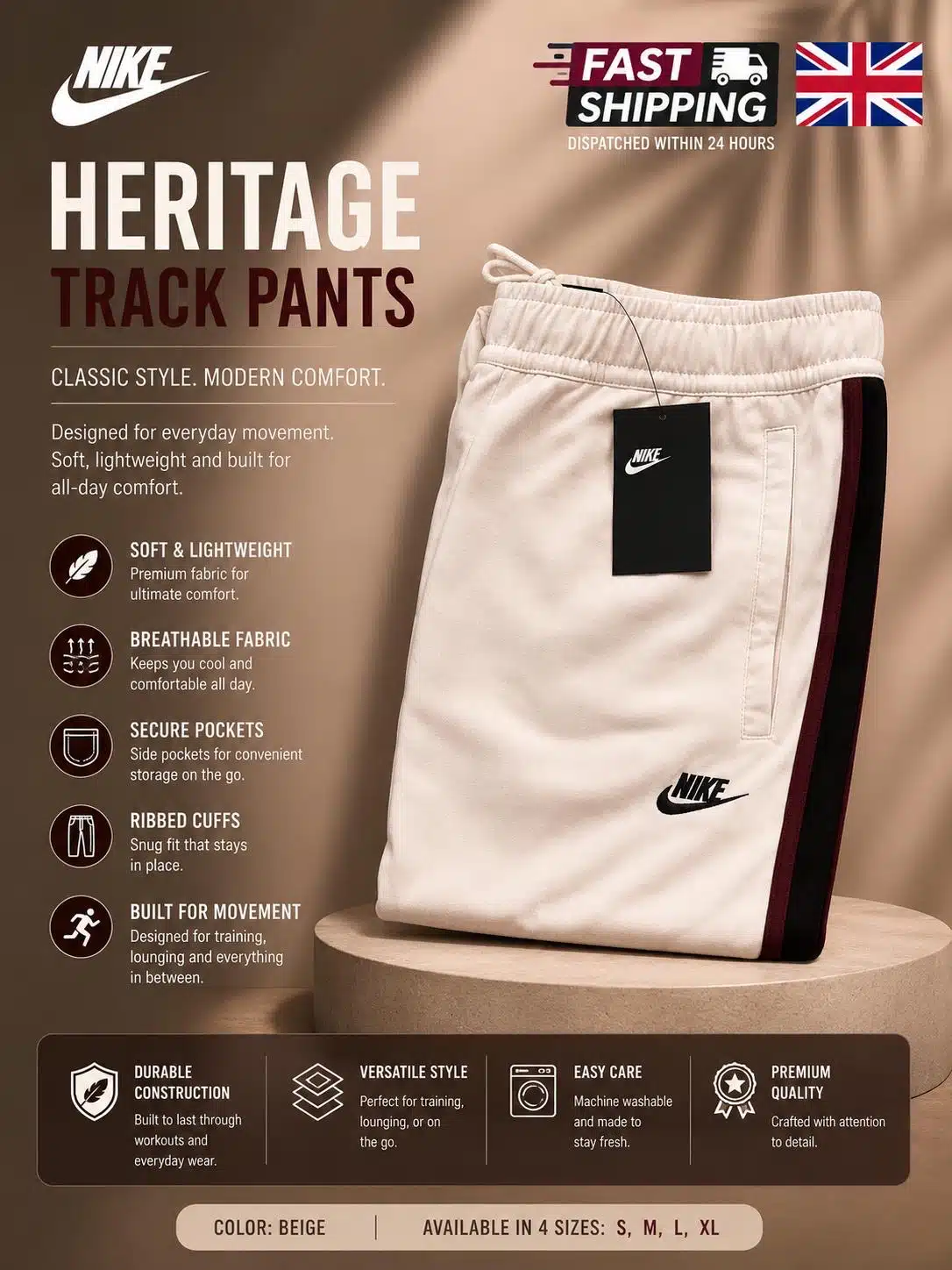 Nike Cream Pants Black Stripe Nike Cream Pants Black Stripe