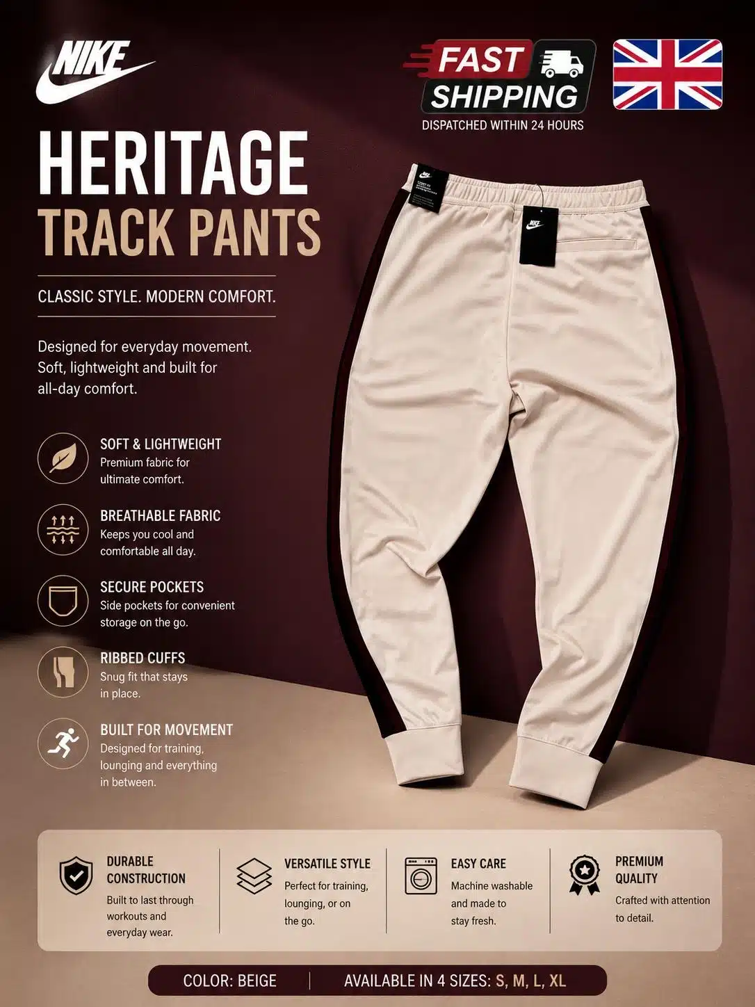 Nike Cream Pants Black Stripe Nike Cream Pants Black Stripe