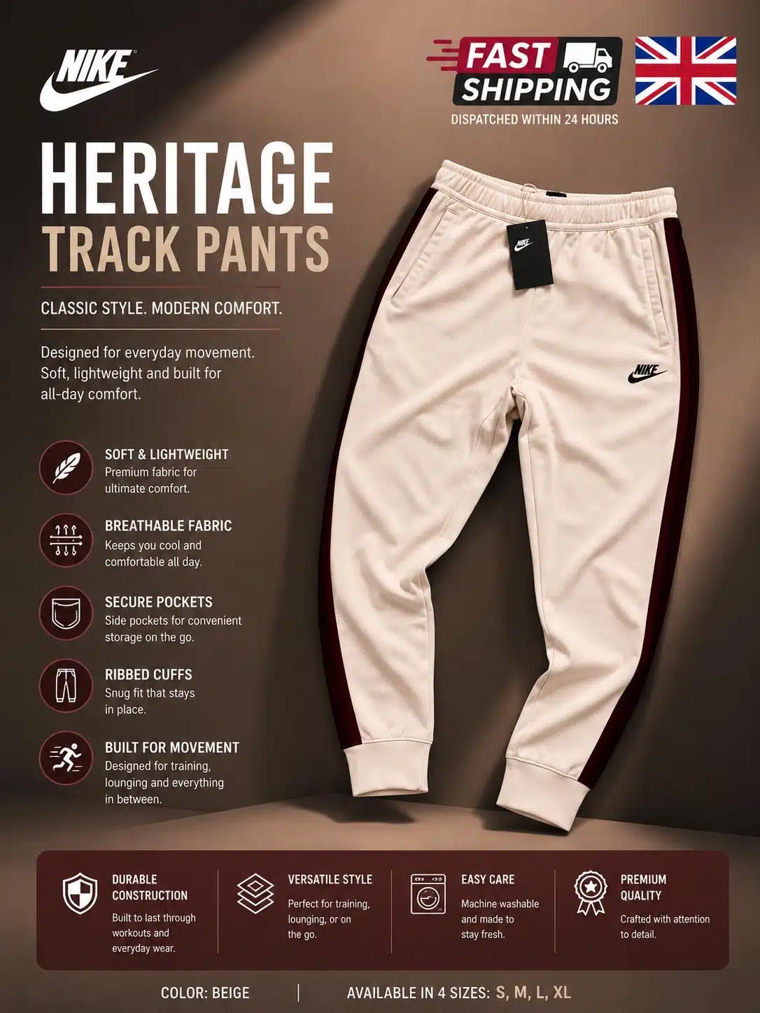 Nike Cream Pants Black Stripe Nike Cream Pants Black Stripe