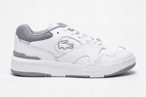 Lacoste White & Grey Leather Trainers