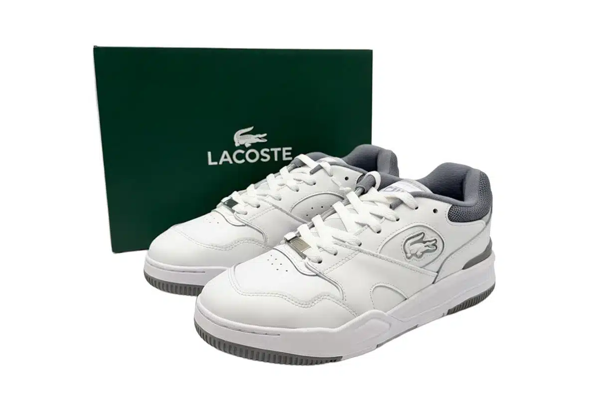 Lacoste White & Grey Leather Trainers Lacoste White & Grey Leather Trainers