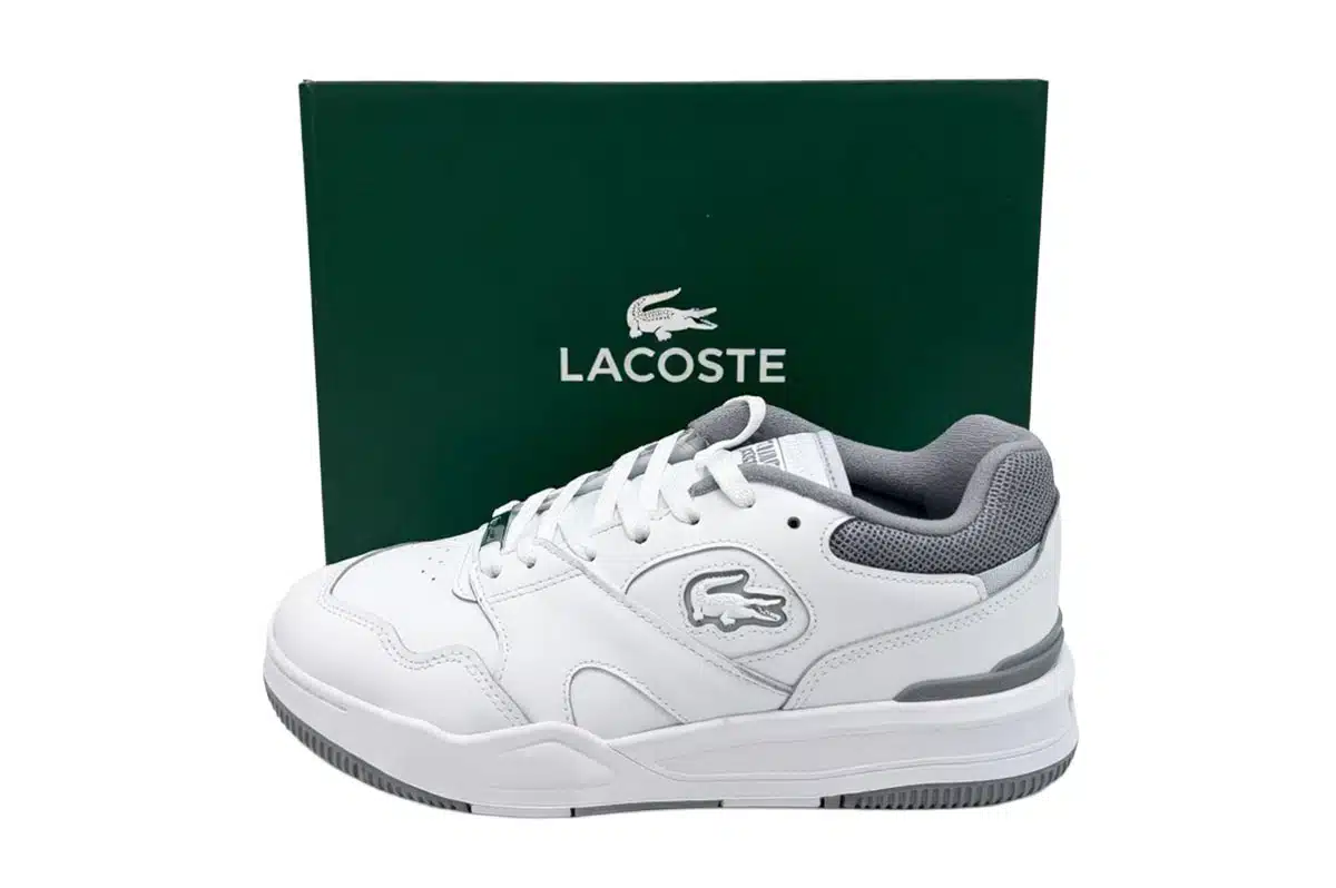 Lacoste White & Grey Leather Trainers Lacoste White & Grey Leather Trainers