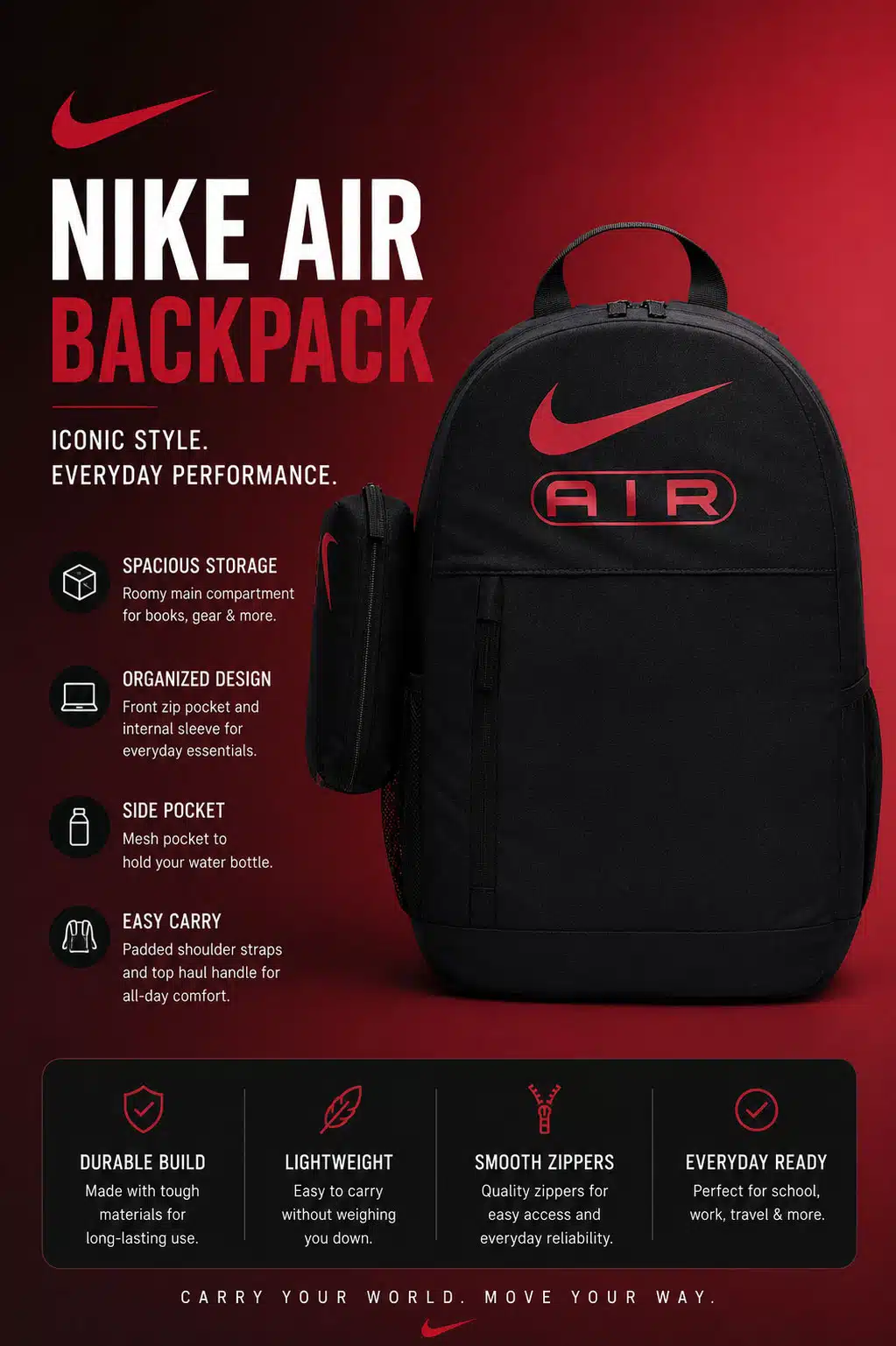 Nike air elemental backpack with pencil case 20l bundle x2 Nike air elemental backpack with pencil case 20l bundle x2