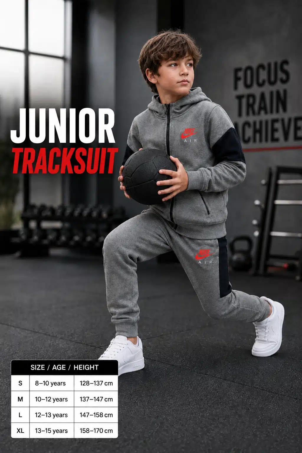 Nike Junior Boys Air Fleece Colourblock Tracksuit – Grey / Black / Crimson Nike Junior Boys Air Fleece Colourblock Tracksuit – Grey / Black / Crimson